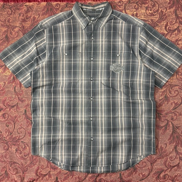 Harley-Davidson Other - Y2K Harley Davidson Plaid Button-Down